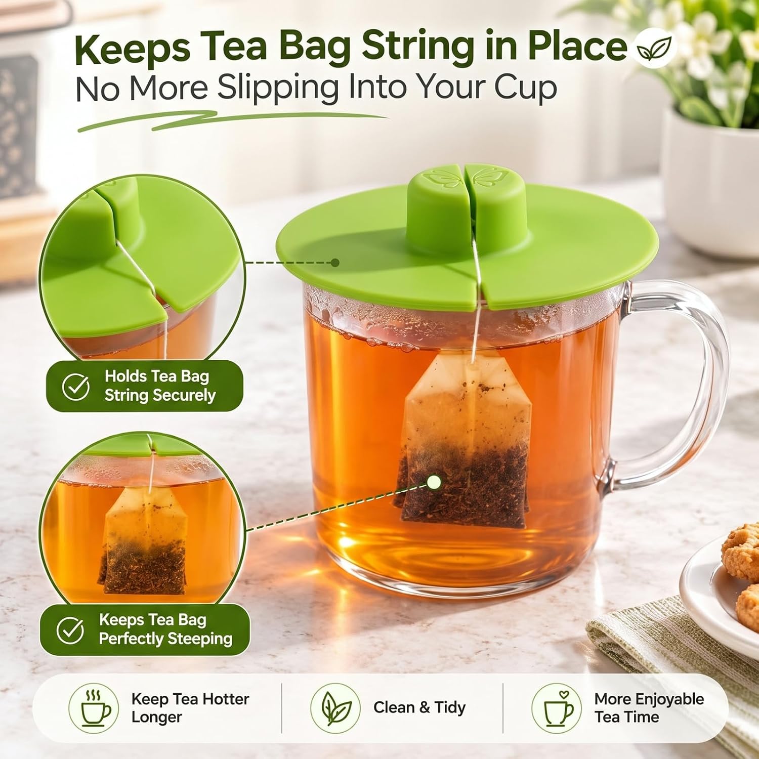 3 Pcs Silicone Tea Bag Holder Tea Bag Squeezer for Mug
