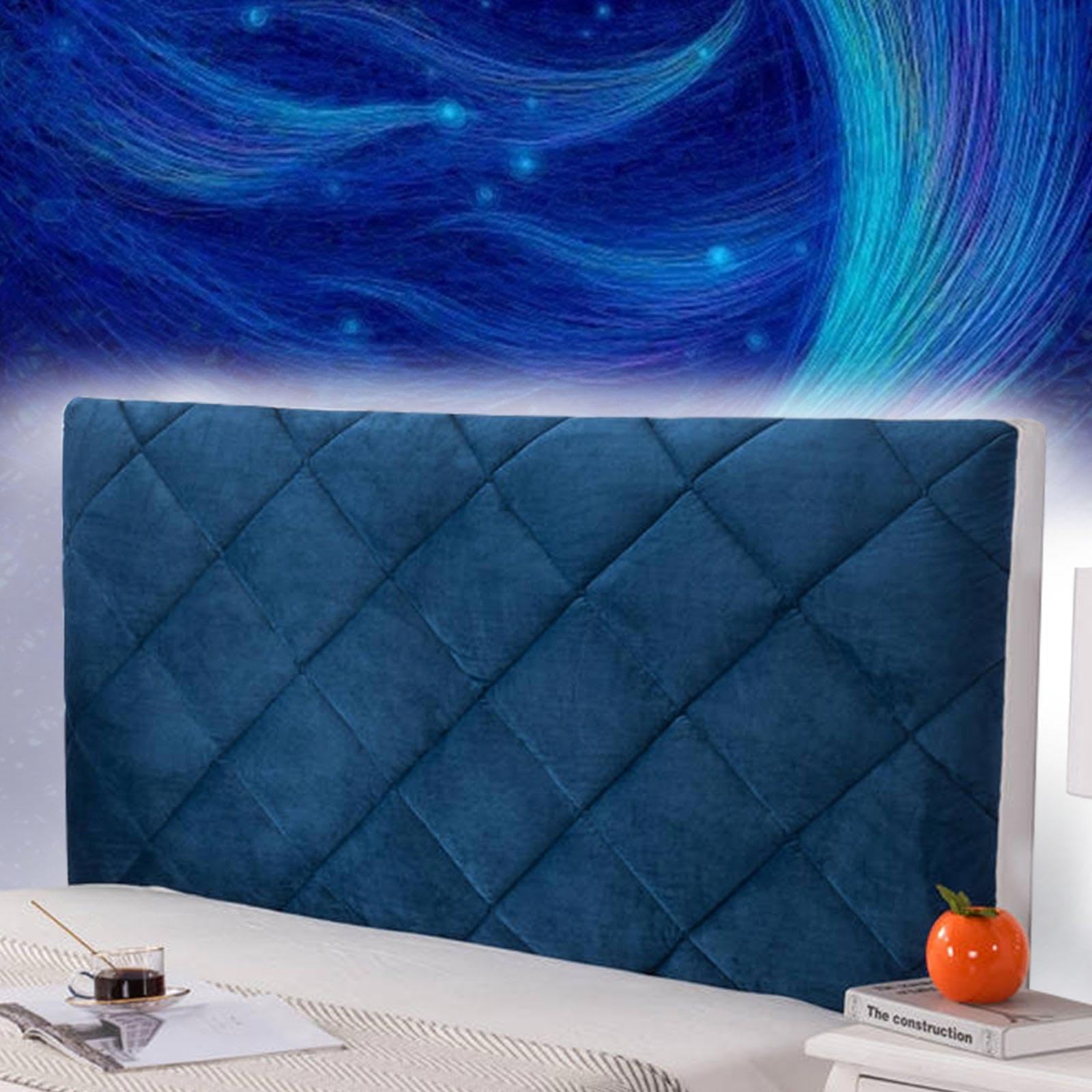 Headboard Covers for King Size Bed Grey Bed Headboard Cover King Size All-Inclusive Elastic Headboard Protection Cover Dustproof Protector Stretch for Bedroom Decor,blue-120cm