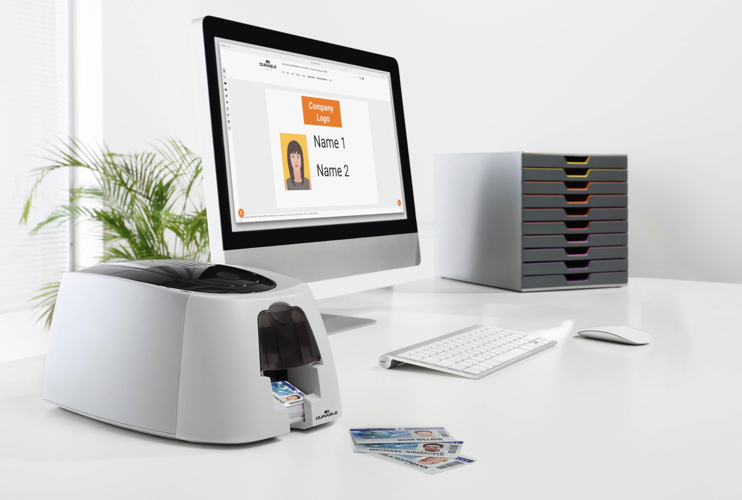Impresora de tarjetas Duracard ID 300 EU, incluye 100 tarjetas y 1 cinta de color