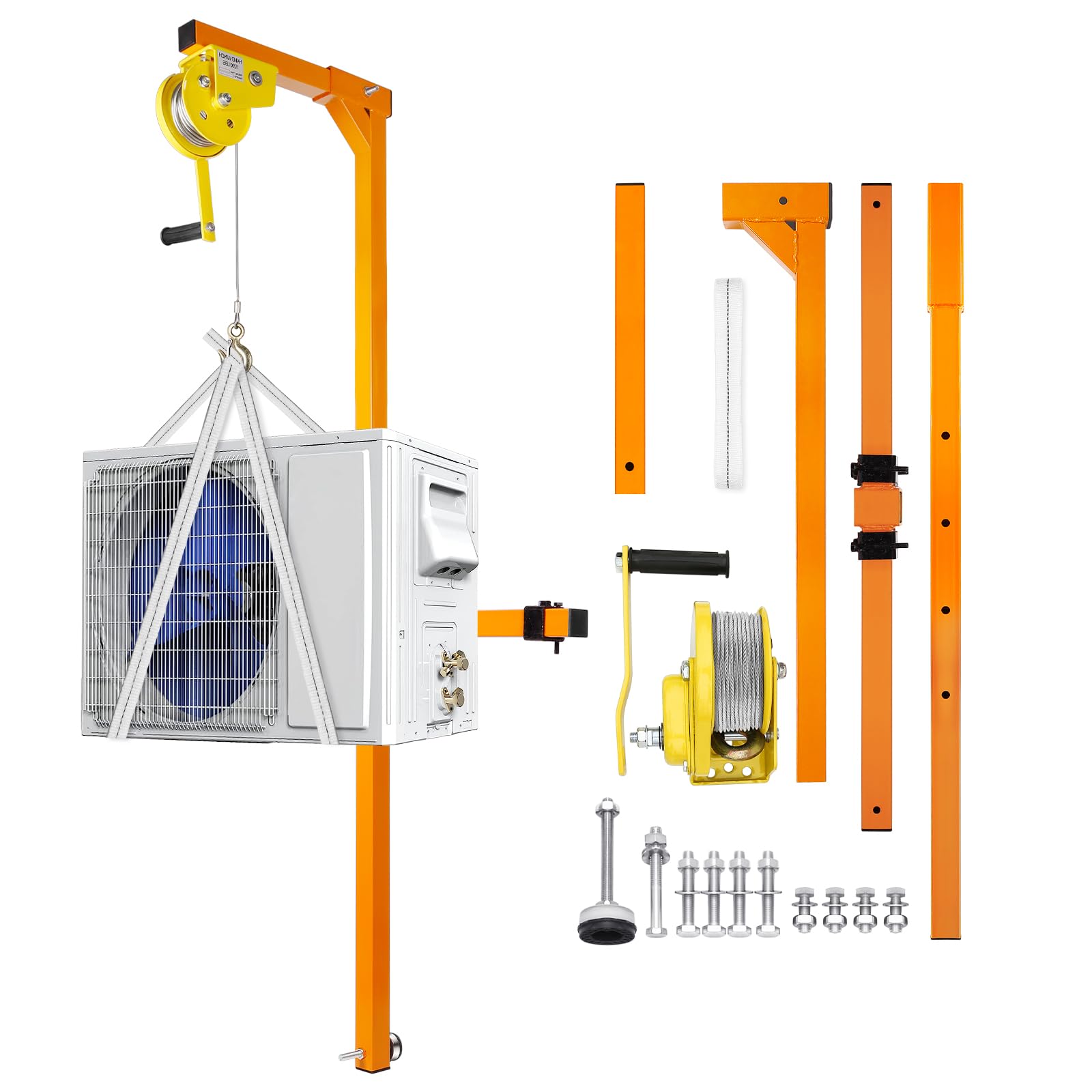 Klimagerät Hebewerkzeug, 15 m manueller Seilwinde Kran, 180 kg Tragfähigkeit, Installationshalterung für Außeneinheit, robuste Hebeausrüstung