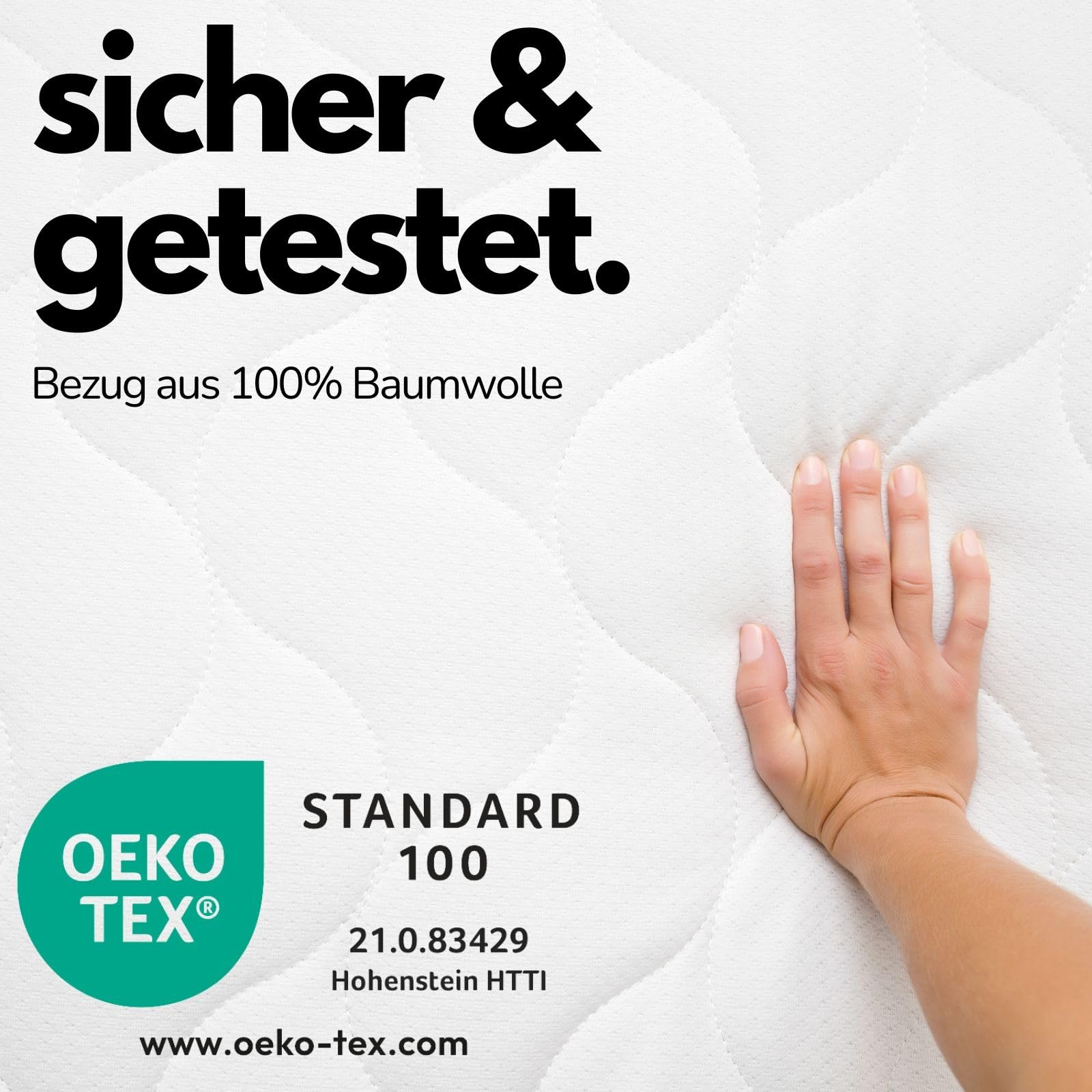 Sämann® Laufgitter 100x100 cm mit Matratze und Schlupfsprossen, stufenlos höhenverstellbar, Baby Laufstall, Buche, gummierte Rollen, Buche weiß/natur lackiert