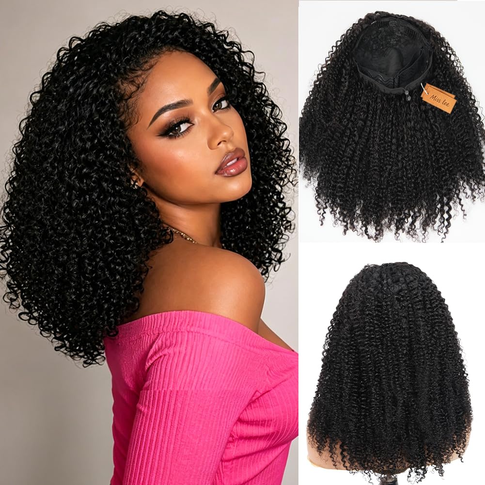 Amazon.com : Miss Lee Kinky Curly Half Wig Human Hair 200  display picture 1