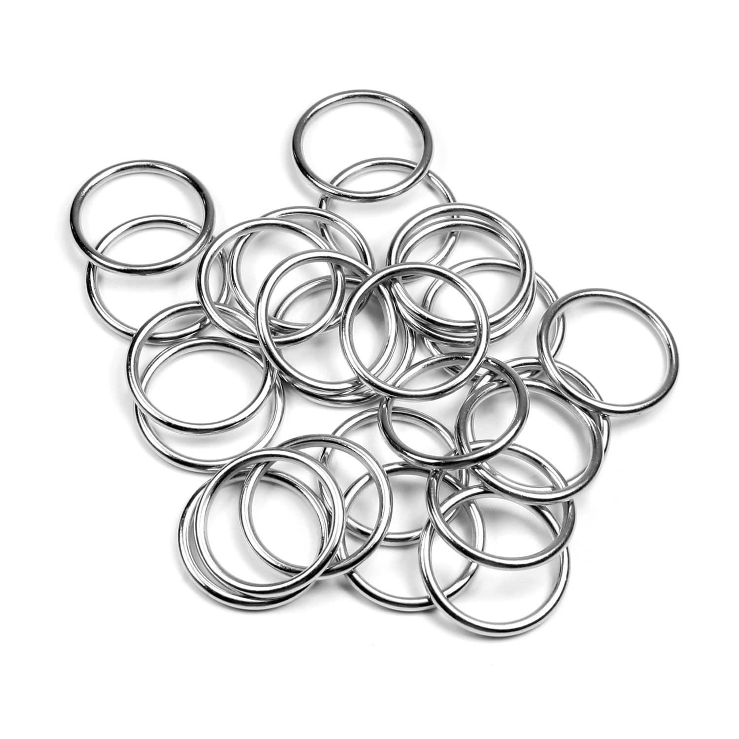 MroMax 25pcs O Ring Buckle 25mm Zinc Alloy Circular O-Rings Silver White for Hardware Bags Belts Craft DIY Accessories