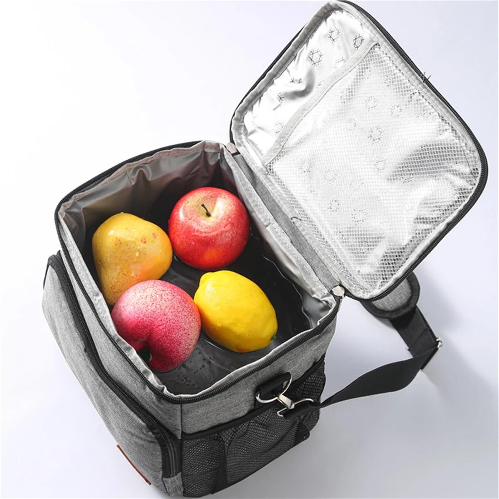 Bolsa térmica for el almuerzo, impermeable, gruesa, tipo bandolera, ideal for picnics escolares y familiares Para Trabajo, Escuela, Viajes, Salidas(GREY)