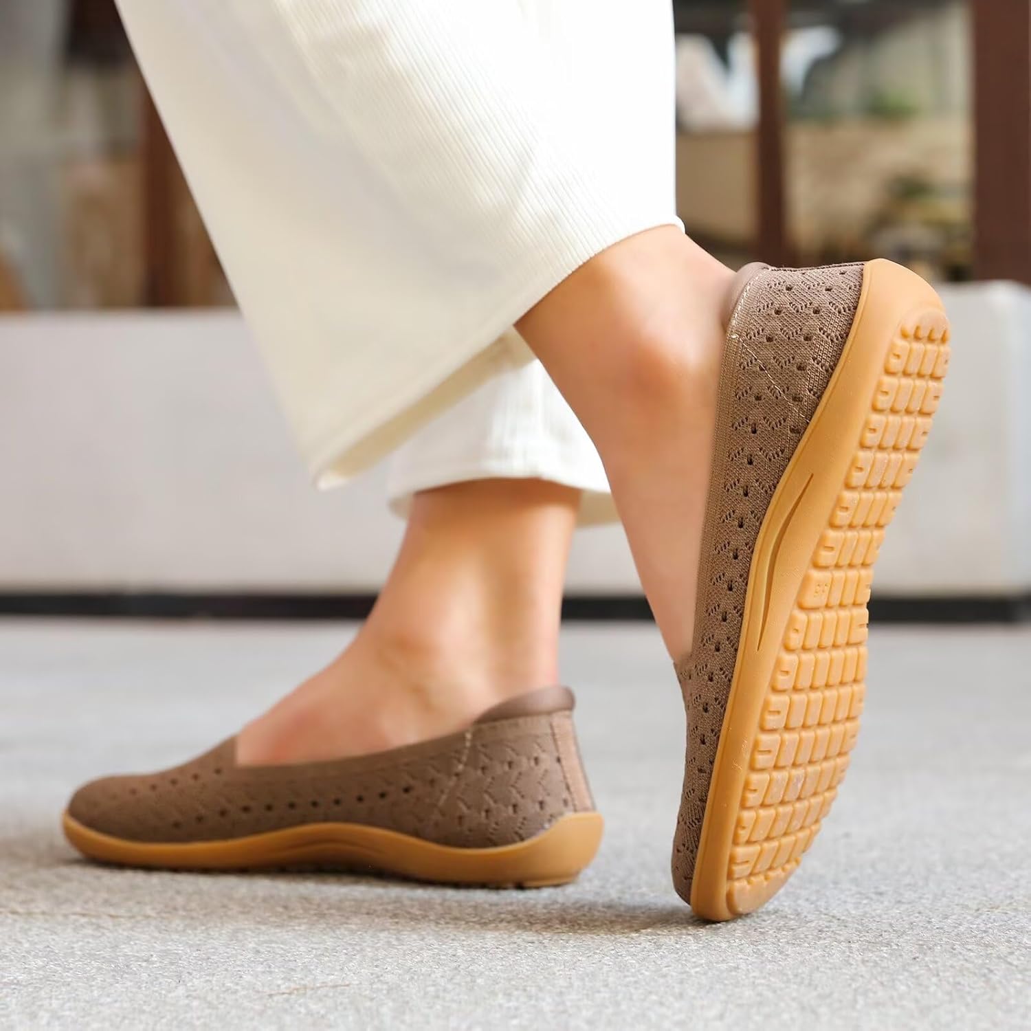 Women's Wide Toe Box Flats Shoes Knit Ballet Flat Slip-on Dress Walking Comfort Shoes - Image 7