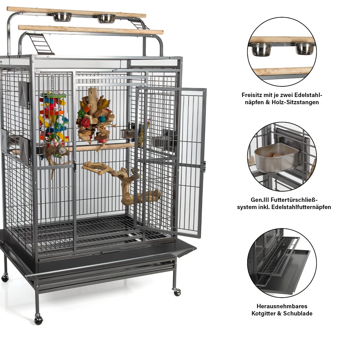 Montana Cages | Castell Nova Play - Antik | XXL Papageienkäfig | 120 x 95 x 196 cm