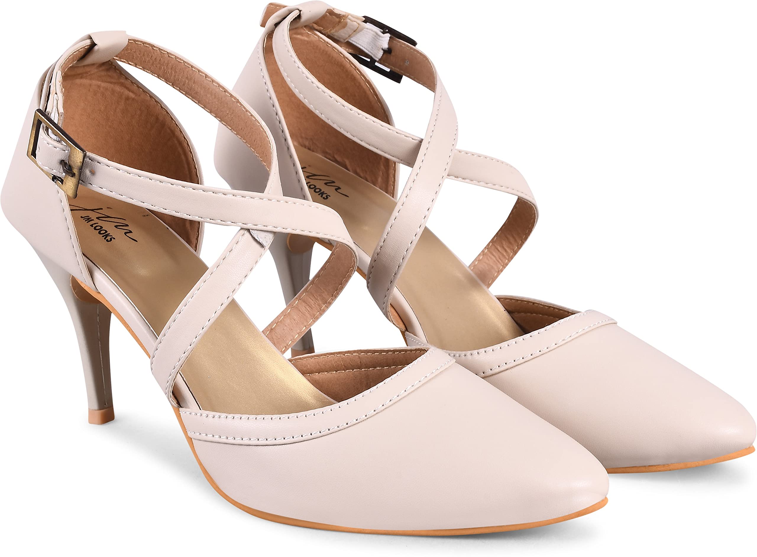 JM LOOKS Belly High Slim Top Heels Sandals For Womens & Girls NK-5-Cream-38-X (B0C4Y4MWS4) Amazon Price History, Amazon Price Tracker