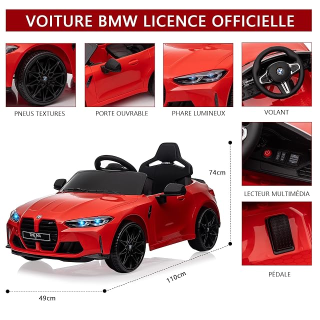 Foto 2 de 7 de Coche Eléctrico para Niños De 3 A 8 Años, 12 V, con Licencia, Control Remoto De 2,4 GHz, Luces Led, Música