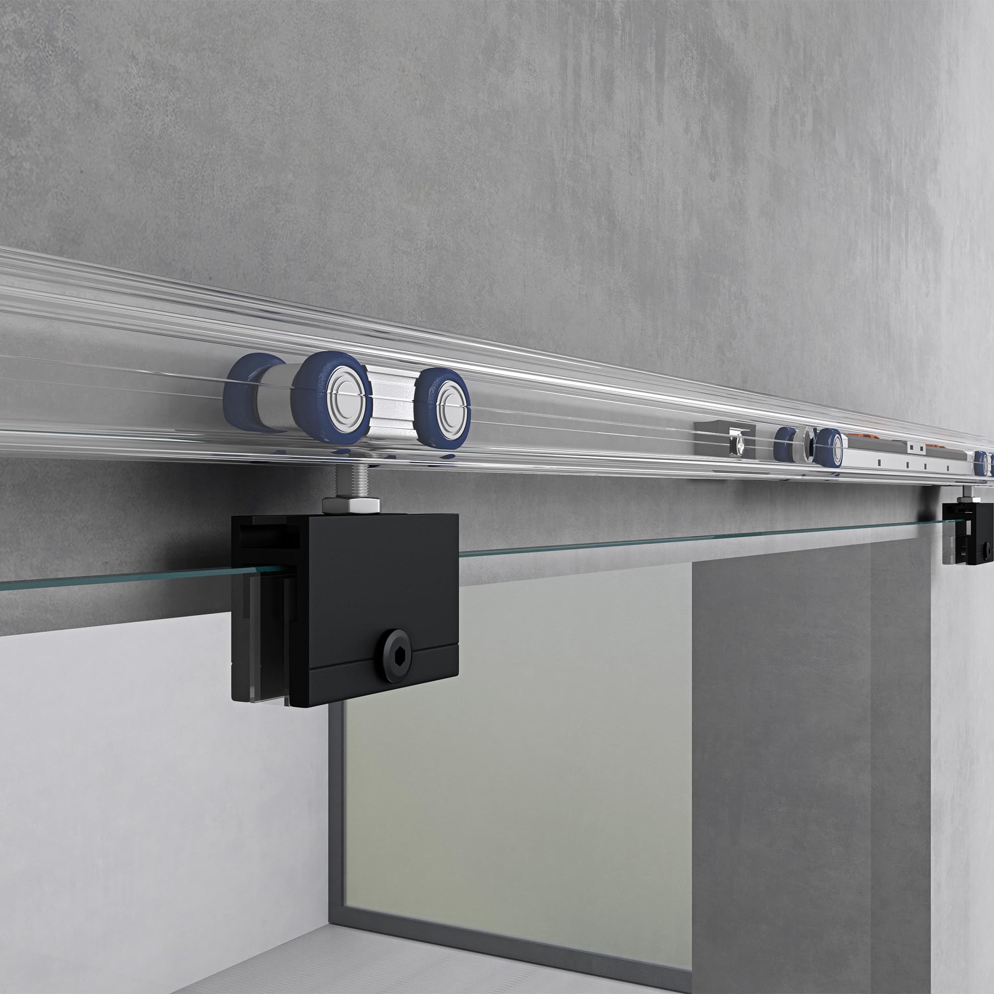 Mai & Mai Glasschiebetür komplettset softclose Schwarz Klarglas