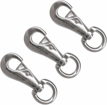 Wideskall 4" Heavy Duty Bull Snap Latching Hook Round Swivel Eye Chrome Silver - Pack of 3