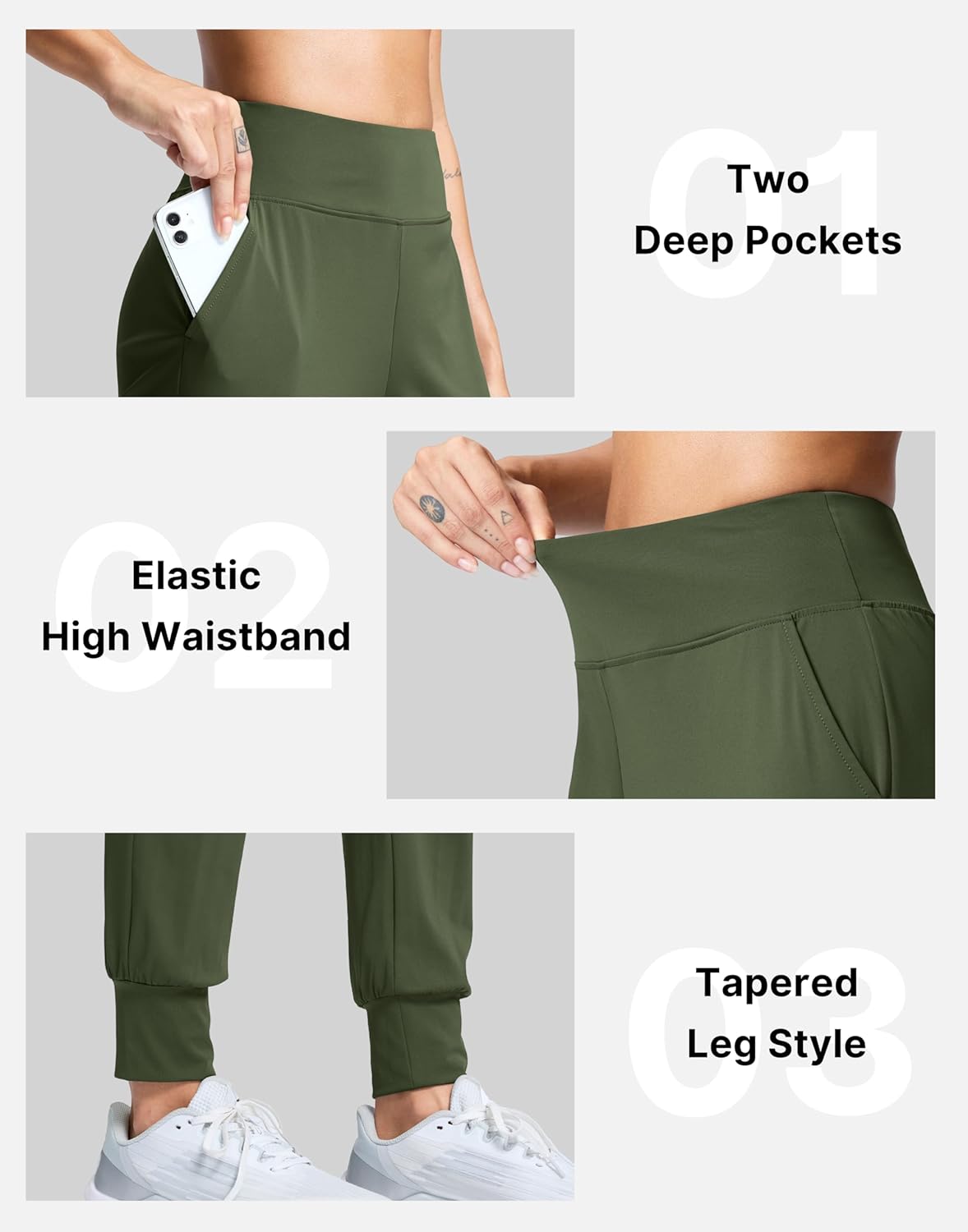 SANTINY Women's Joggers Pants with Pockets Lightweight High Waisted Athletic Gym Workout Pants for Women Yoga Travel - Image 4