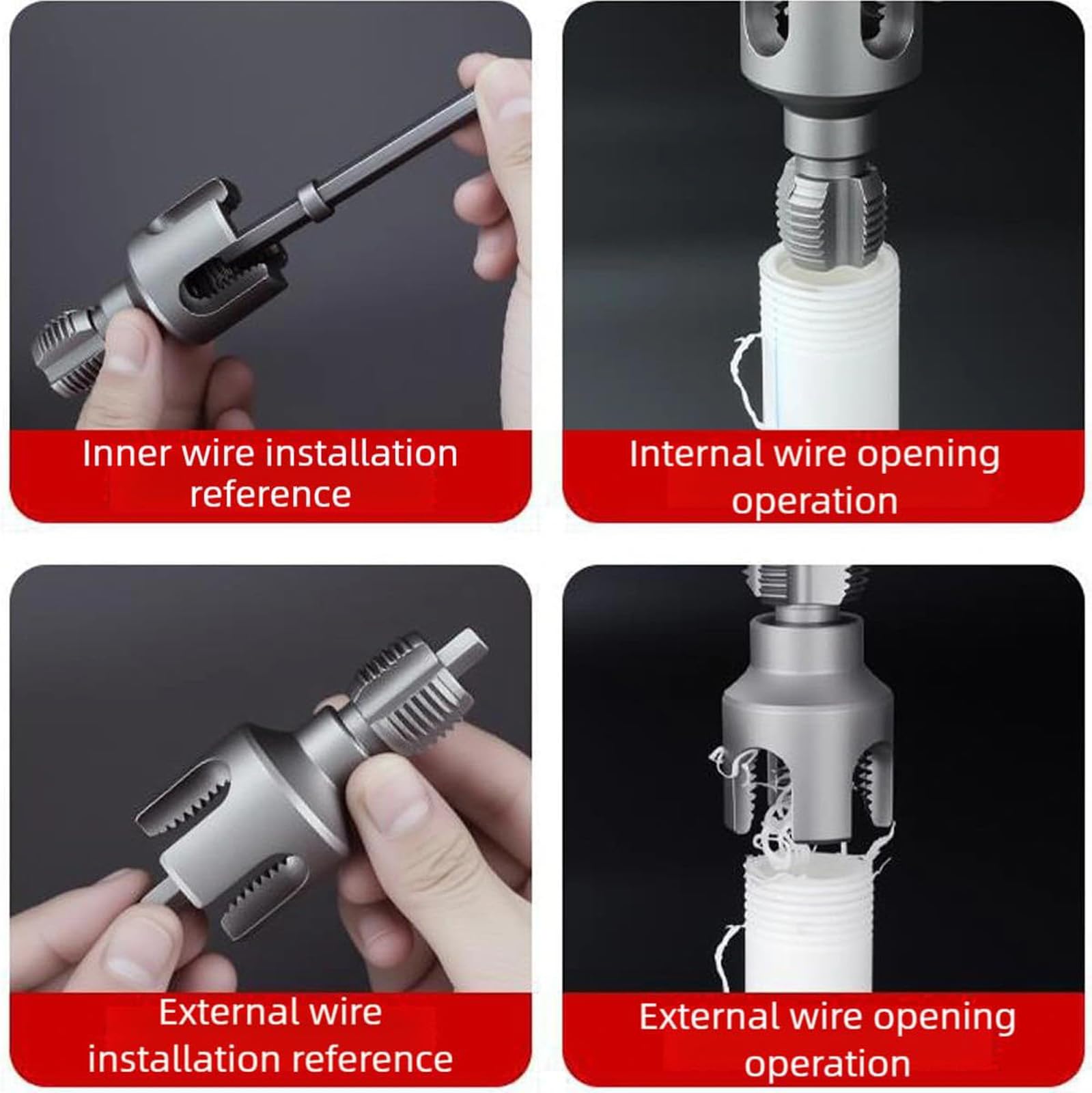 Integrated Internal & External Pipe Threading Tool, Pipe Thread Cutting Tool, PVC Pipe Threading Drill Bit – 1/2" and 3/4" (DN15 / DN20) Sizes for Standard PVC Pipes