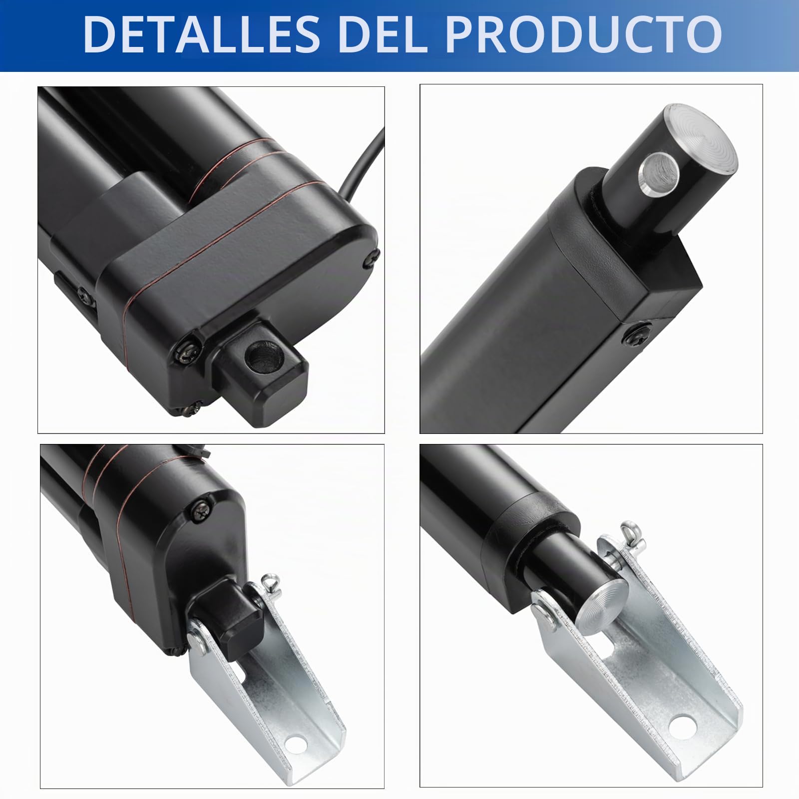 Hub de 1000 mm, 3000 N, IP65, resistente al agua, actuador lineal, motor lineal de 12 V, 5 mm/s, con soportes de montaje para puertas de ascensor, armario, abridor de ventanas, apertura de