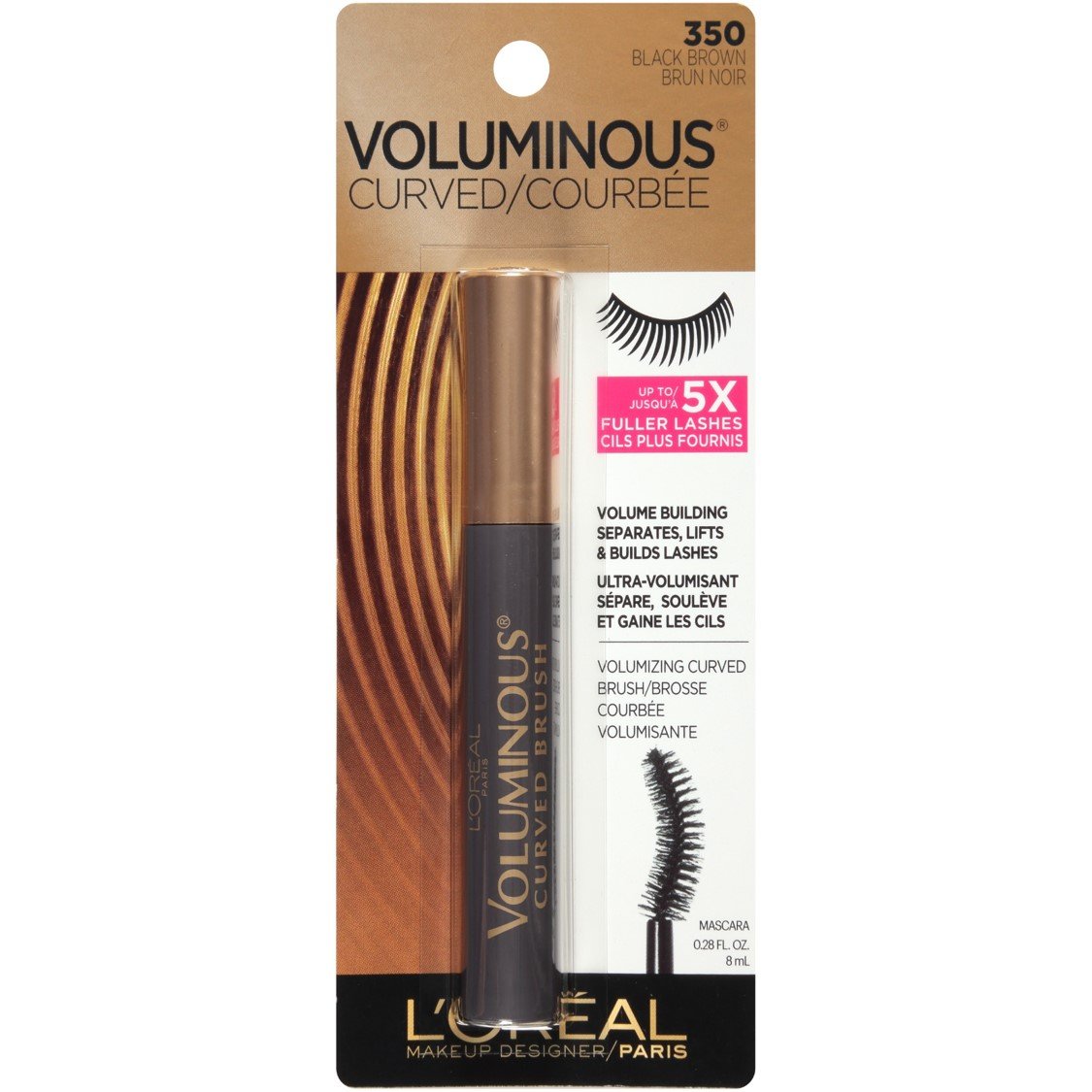 L’Oreal Paris Makeup Voluminous Original Volume Building Curved Brush Mascara, Black Brown, 0.28 fl. oz. : Loreal Mascara : Beauty & Personal Care