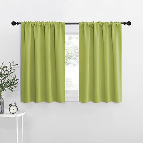 NICETOWN RV Blackout Curtains for Camper Windows, Fresh Green, 34" x 36", Set of 2, Kitchen Curtains, Short Blackout Drapes, Thermal Insulated Rod Pocket Window Treatment Draperies for Nursery