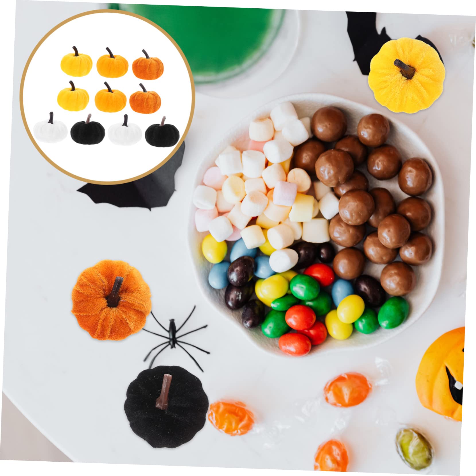 PRETYZOOM 30stücke Künstliche Kürbis Ornamente Bunte Simulation Kürbisse Für Herbstdeko Halloween Thanksgiving Dekorative Accessoires Weiß Orange-rot Gelb Und Schwarz
