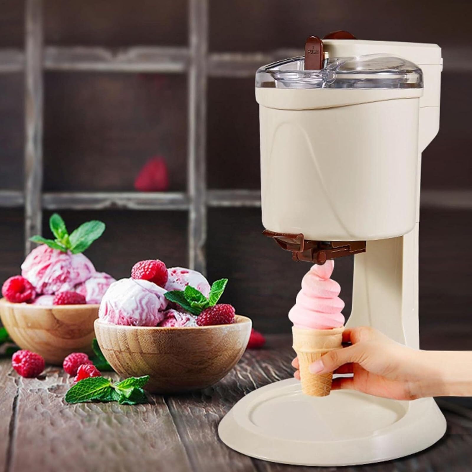 Machine À Glace Italienne 1L, DIY Sorbetière Automatique Pour Glaces Maison Et Yaourts Glacés, Appareil À Sorbets Aux Fruits Sain, Opération En Un Clic Pour Cuisine