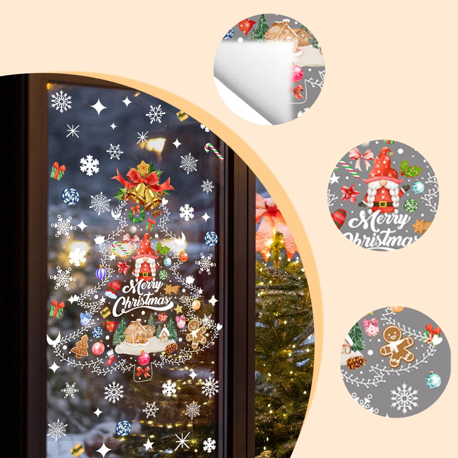 Weihnachtsbaum Fensteraufkleber Selbstklebend 30x40 cm Doppelseitig Weihnachtsdekor für Fenster Büro