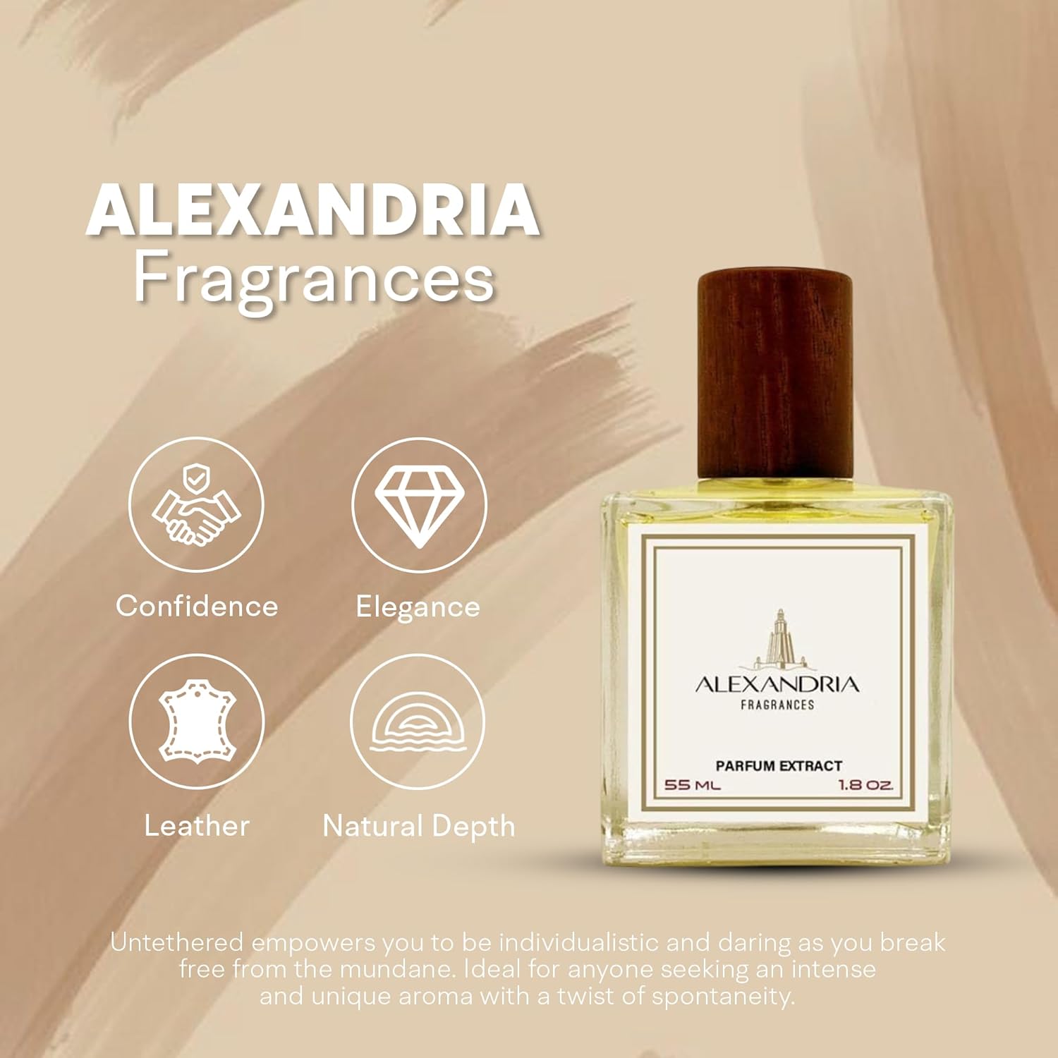 Alexandria Fragrances Untethered Perfume - Bold Leather & Amber Parfum for Men and Women - Long Lasting Eau de Parfum Inspired by Spicy Floral Aroma - Luxury Men’s Cologne for Every Occasion - 55ml