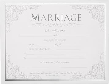 Marriage Certificate Pk of 6 - Premium, Silver Foil Embossed