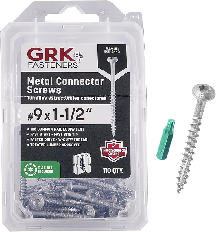 #9 x 1-1/2" T-25 Metal Connector Screws, Equiv. to 10d Nails, 110 PCS