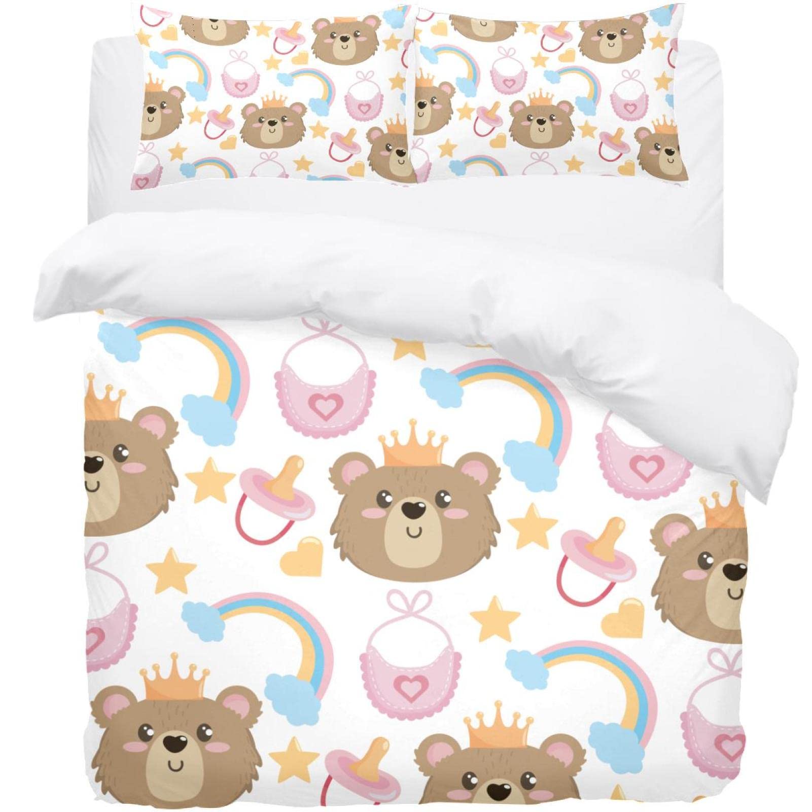 Parure de lit bébé ours housse de couette et taies d'oreiller pour des nuits douillettes