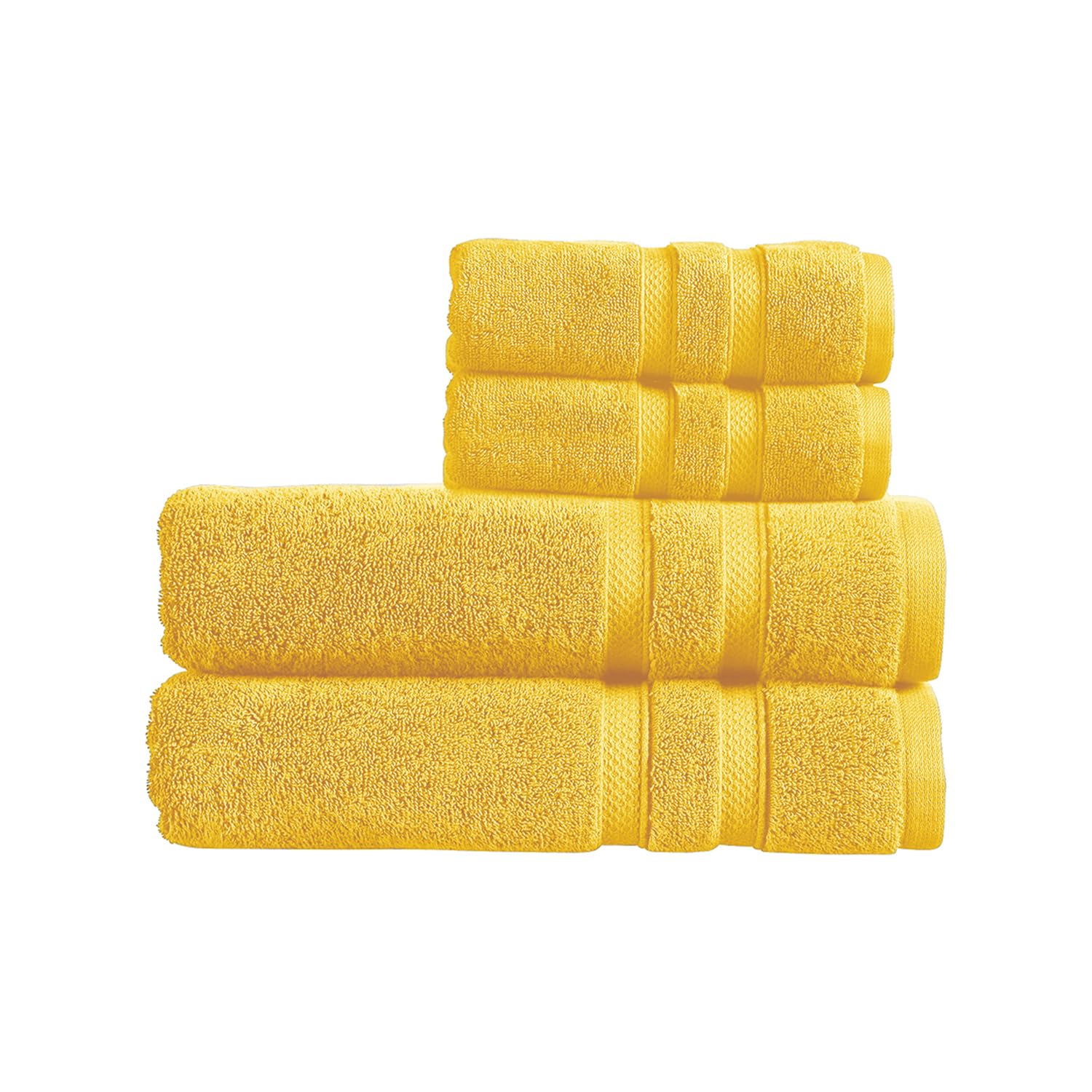 Christy Chroma Bath Sheet Set | Set of 4 | 2 Hand Towels 2 Bath Sheets | Highly Absorbent Heavyweight 675GSM | Bold and Bright | Soft Smooth Shower Towels | 100% Cotton | Mustard Yellow