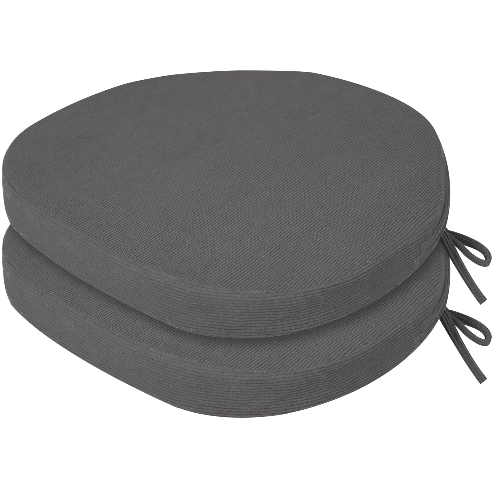 PRIMEPATIO Sitzkissen Stuhl Indoor, Hochdichter Schaumstoff-Stuhlauflage für Küchenstuhl, Esszimmerstuhl und Outdoor Gartenstuhl mit Bändern und Waschbar Bezug, Stuhlkissen 45x45x5cm 2er, Anthrazit