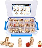 Vista 7 de 32 piezas de accesorios de línea de freno de aire de latón DOT surtido de 1/4" 3/8" 1/2" kit de accesorios de línea de aire de empuje para conectar