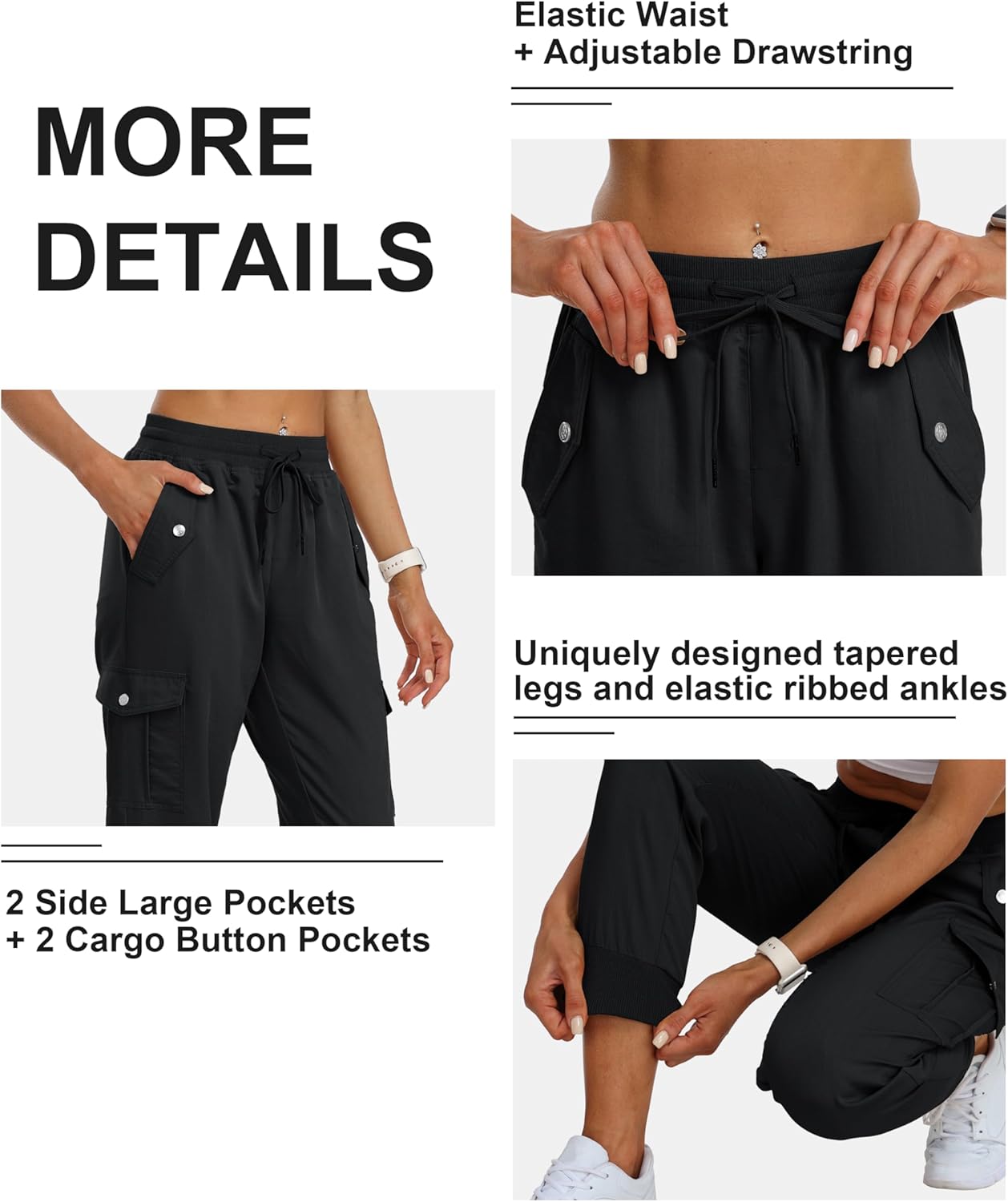 MoFiz Women's Outdoor Cargo Pants Lightweight Joggers Elastic Waist Athletic Hiking Sweatpants Casual Travel Pant with Pocket - Image 5