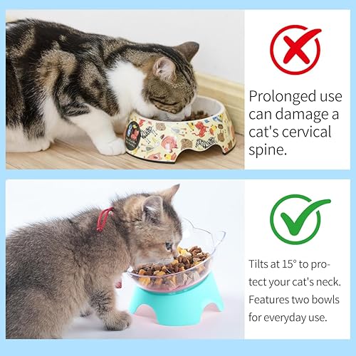 Miniatura 5 de MILIFUN Cuencos elevados de comida para gatos con soporte, platos para comida o agua, cuenco inclinado, plato para mascotas con soporte