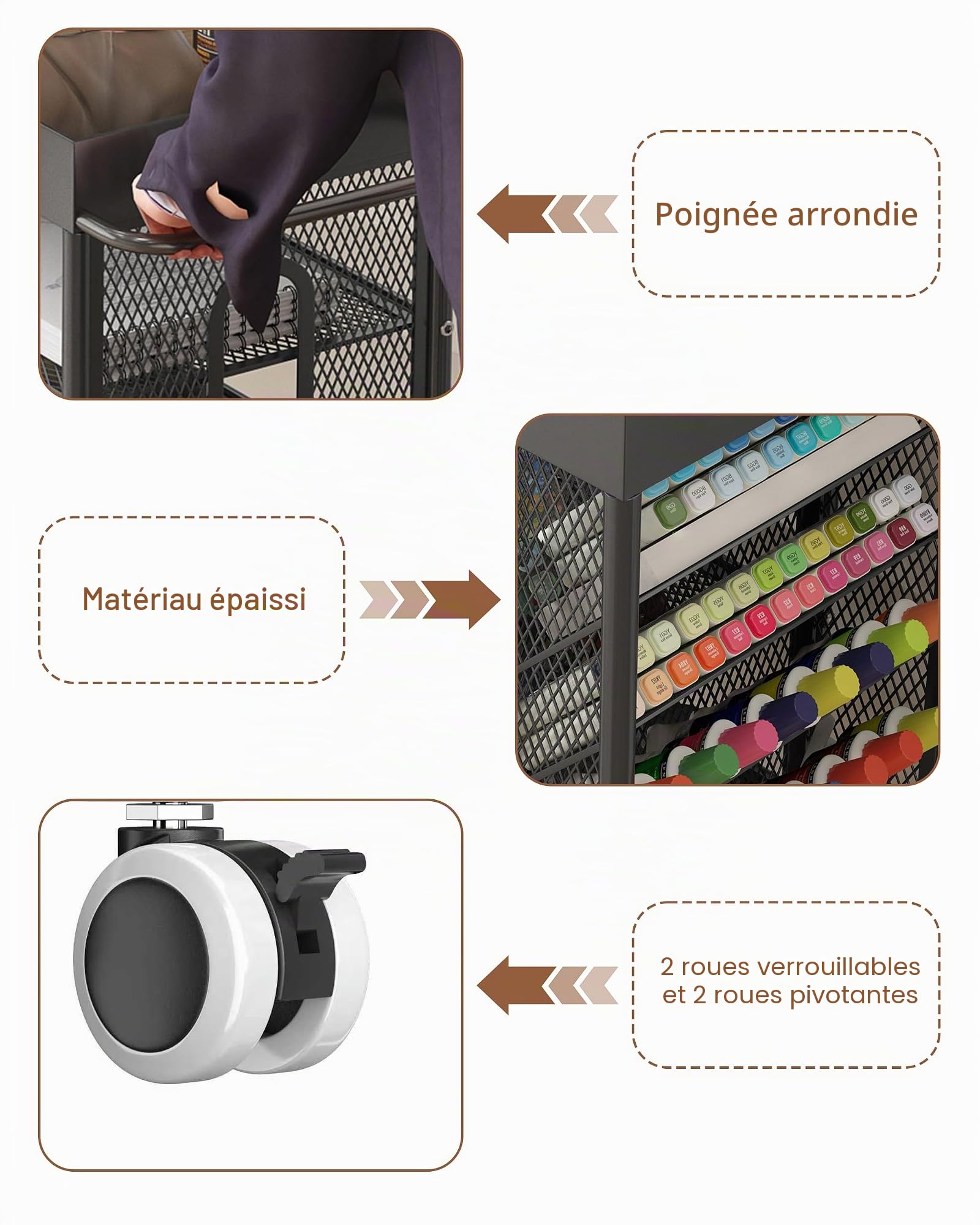 Organiseur Métallique pour Matériel Artistique à Roulettes