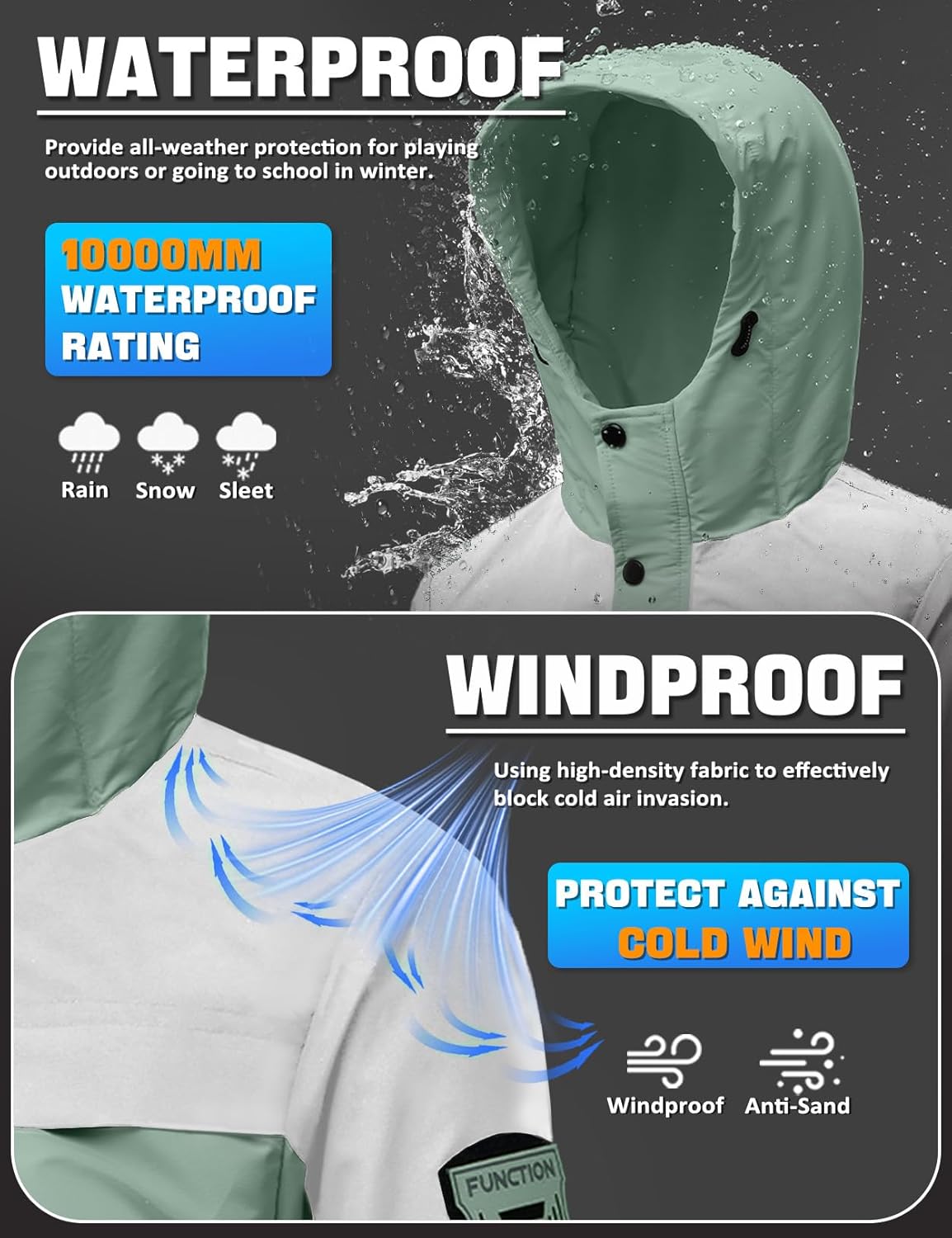 Boy's Ski Winter Coat - Lightweight Insulated Waterproof Snow Jacket Hooded Windproof Warm Outerwear for Kids - Image 3