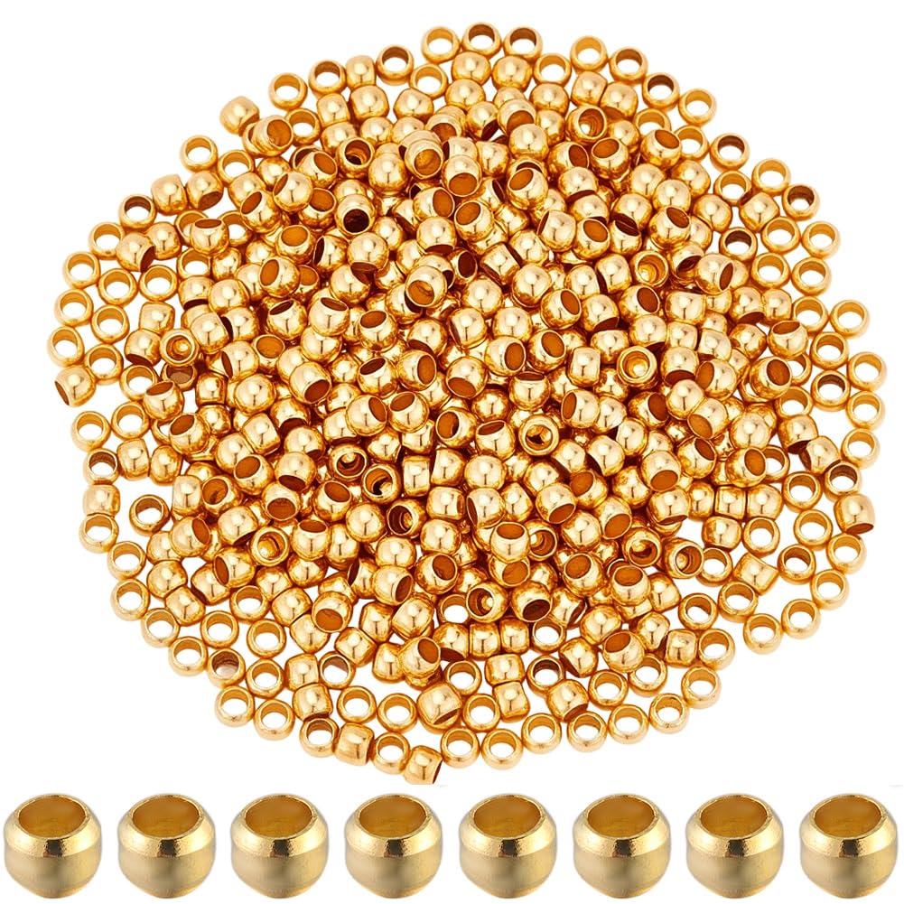 SOFPLATE 1 Box 2000Pcs 2mm Crimp Beads Small Round Crimp Spacer Beads Metal Stopper Clamp Ends Rondelle Crimper Cord End Caps for Jewellery Making Supplies Crimping Spacers DIY Bracelet Earring Crafts