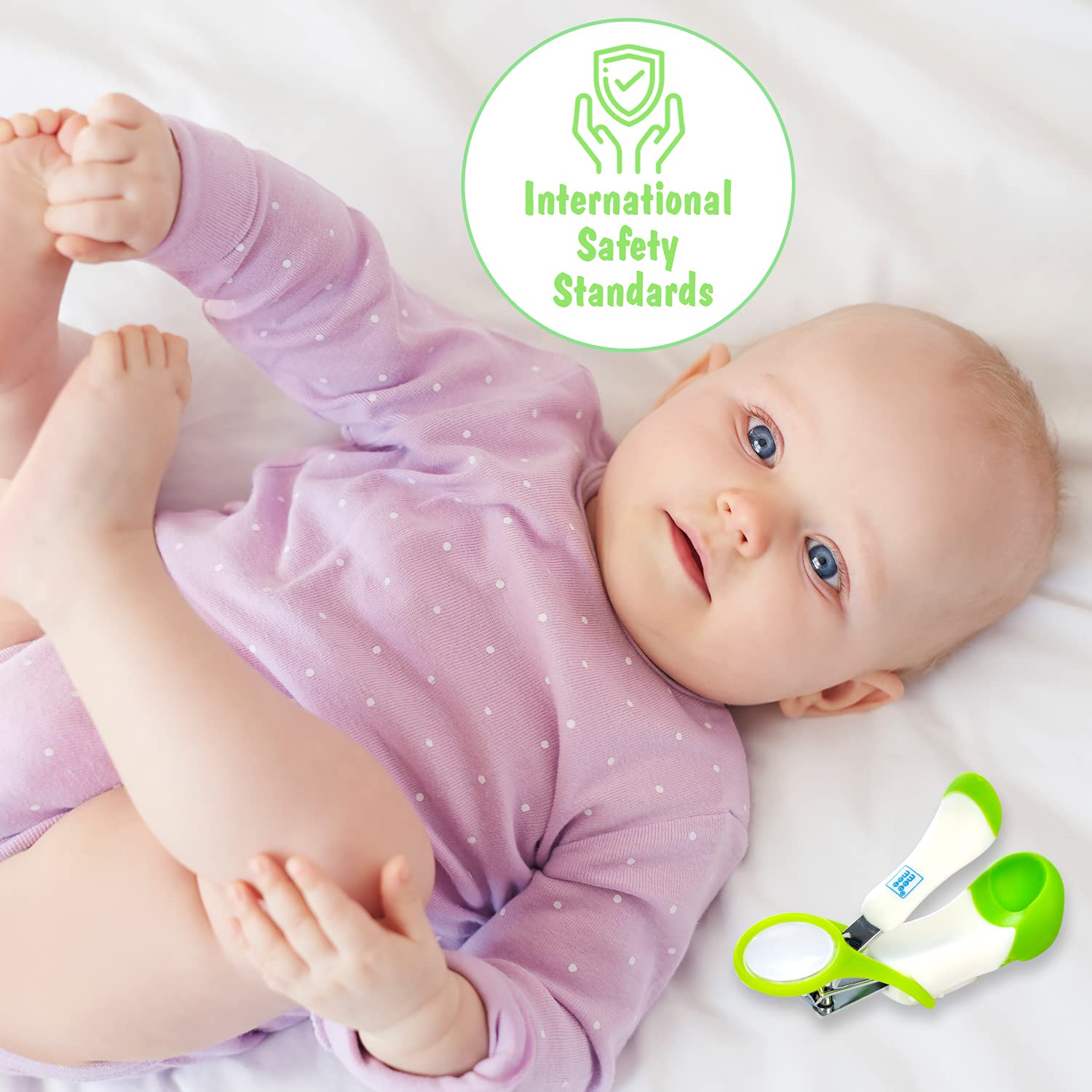 Mee Mee Gentle Nail Clipper (Pack of 2 - With Magnifier, White/Green) 2