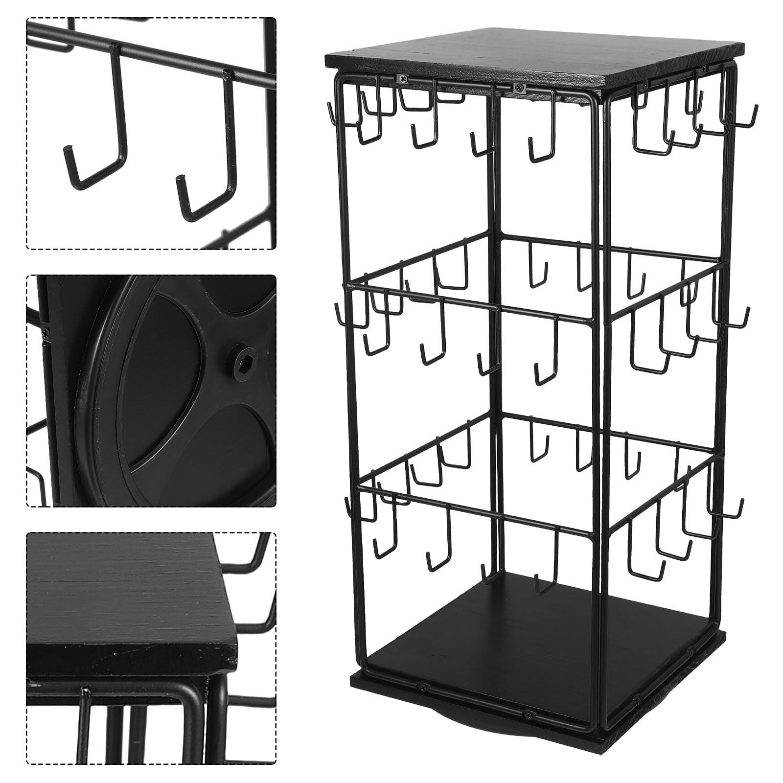 Expositor de Joyas Soporte para Pendientes de Madera Organizador Giratorio para Uso Doméstico de Tocador y Minorista Expositor de Pendientes Venta Estante de Madera