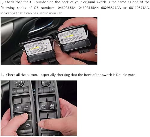 Miniatura 6 de Interruptor de elevalunas eléctrico maestro del lado del conductor 04602535AI 04602535AH apto para Chrysler Town & Country Dodge Grand Caravan