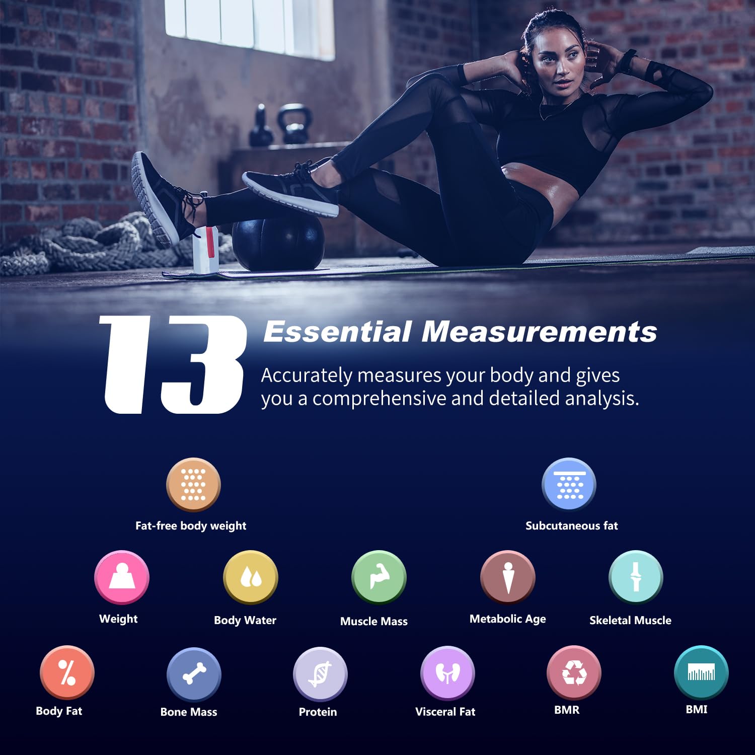 Bilancia Pesapersone Digitale Professionale Impedenziometrica Senza Fili Intelligente per IOS&Android Integrata con 13 Indici di Misurazione Massa Grassa,Massa Magra e Metabolismo Basale,26*26cm,Verde