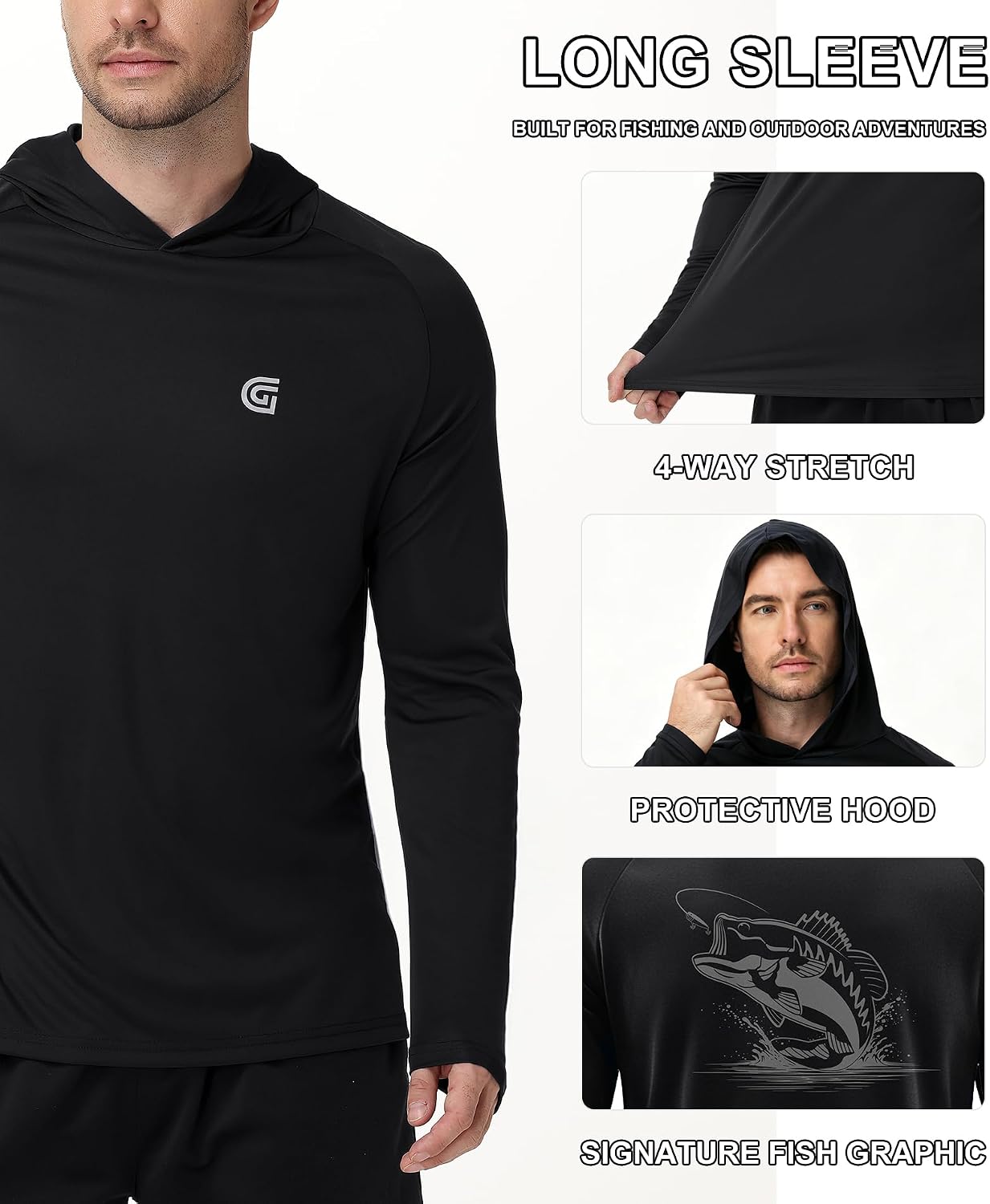 ZITY Fishing Shirts for Men UPF 50+ Sun Protection Hoodie Long Sleeve Rash Guard Lightweight Quick Dry UV Shirt image 4
