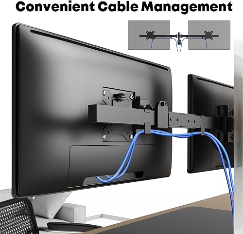 Miniatura 7 de Soporte de pared para monitor doble para 24-38 pulgadas, brazo de monitor de montaje en pared doble ultraancho, configuración de pared empotrada,