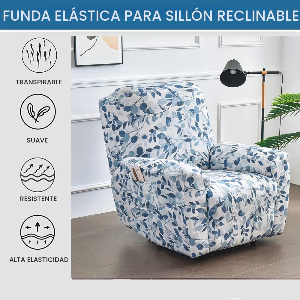 Funda para sofá reclinable Funda elástica para sillón de Descanso 4 Piezas Funda elástica para sillón reclinable, sillón de Masaje