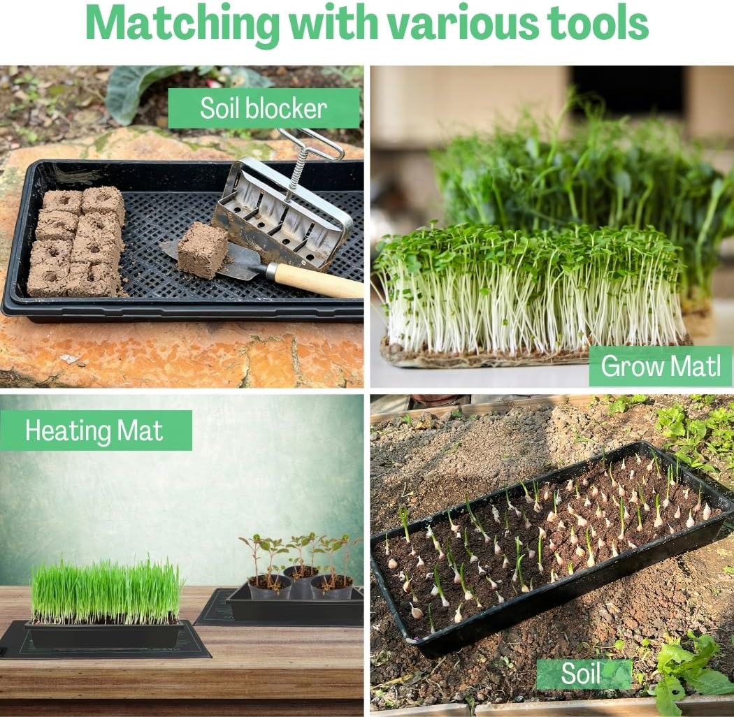1020 Trays Set - 5 Pack (10 Pcs) Durable 1020 Mesh Tray and No-Hole Tray, Ideal Soil Blocking Trays for Seedlings, Microgreens, and Hydroponics, Heavy-Duty