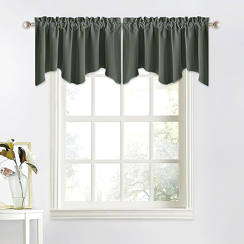 NICETOWN Cenefas pequeñas para sala de estar, cenefas de cocina para ventanas pequeñas, cenefas de ventana cortas festoneadas (52 x 18 pulgadas,