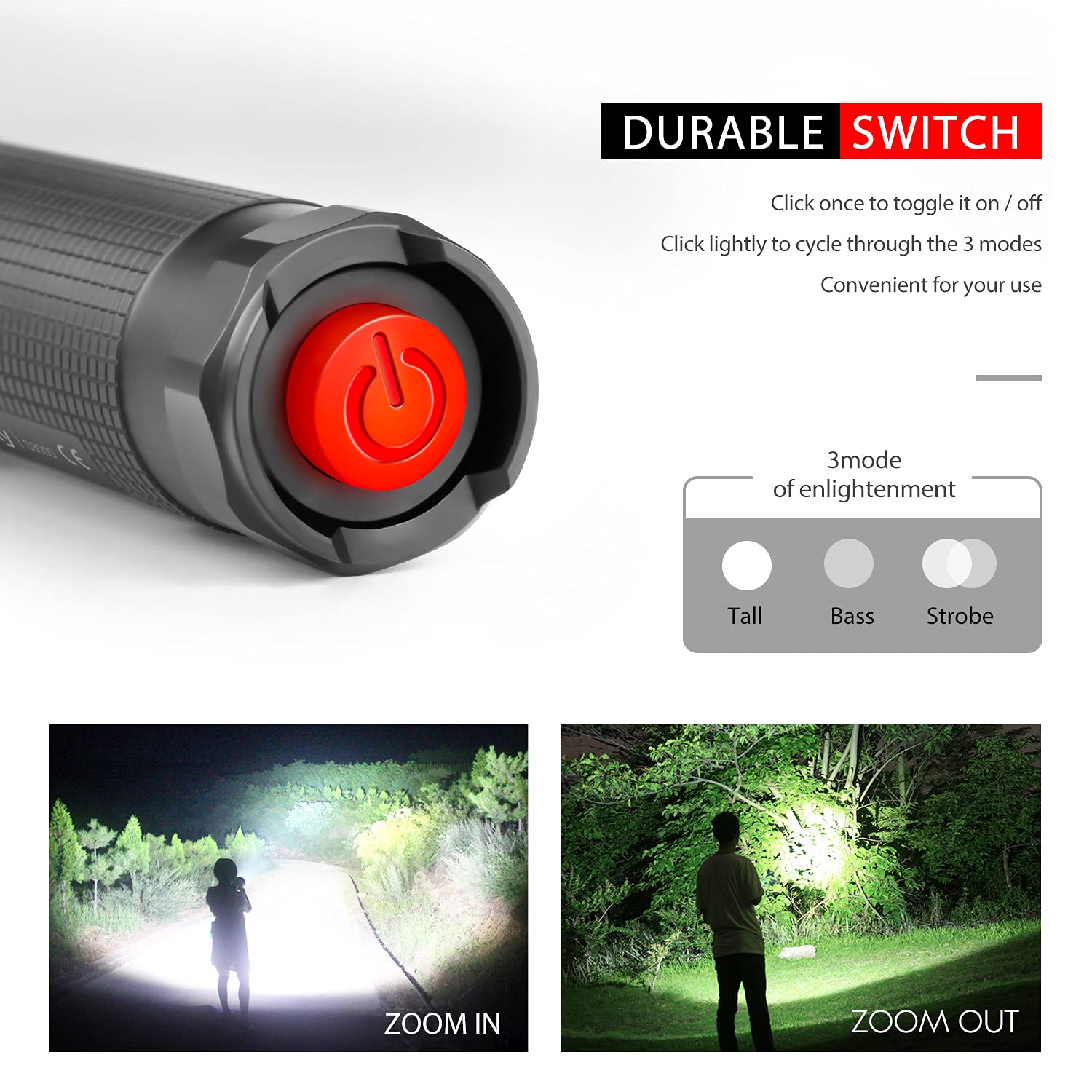 Torcia Tattica LED 3000 Lumen Ricaricabile Impermeabile Con Display LCD