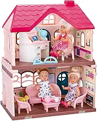 Casa dos Sonhos da Princesa: Um Conjunto de Casa de Bonecas DIY para Crianças com Móveis e Bonecas (Duplex)