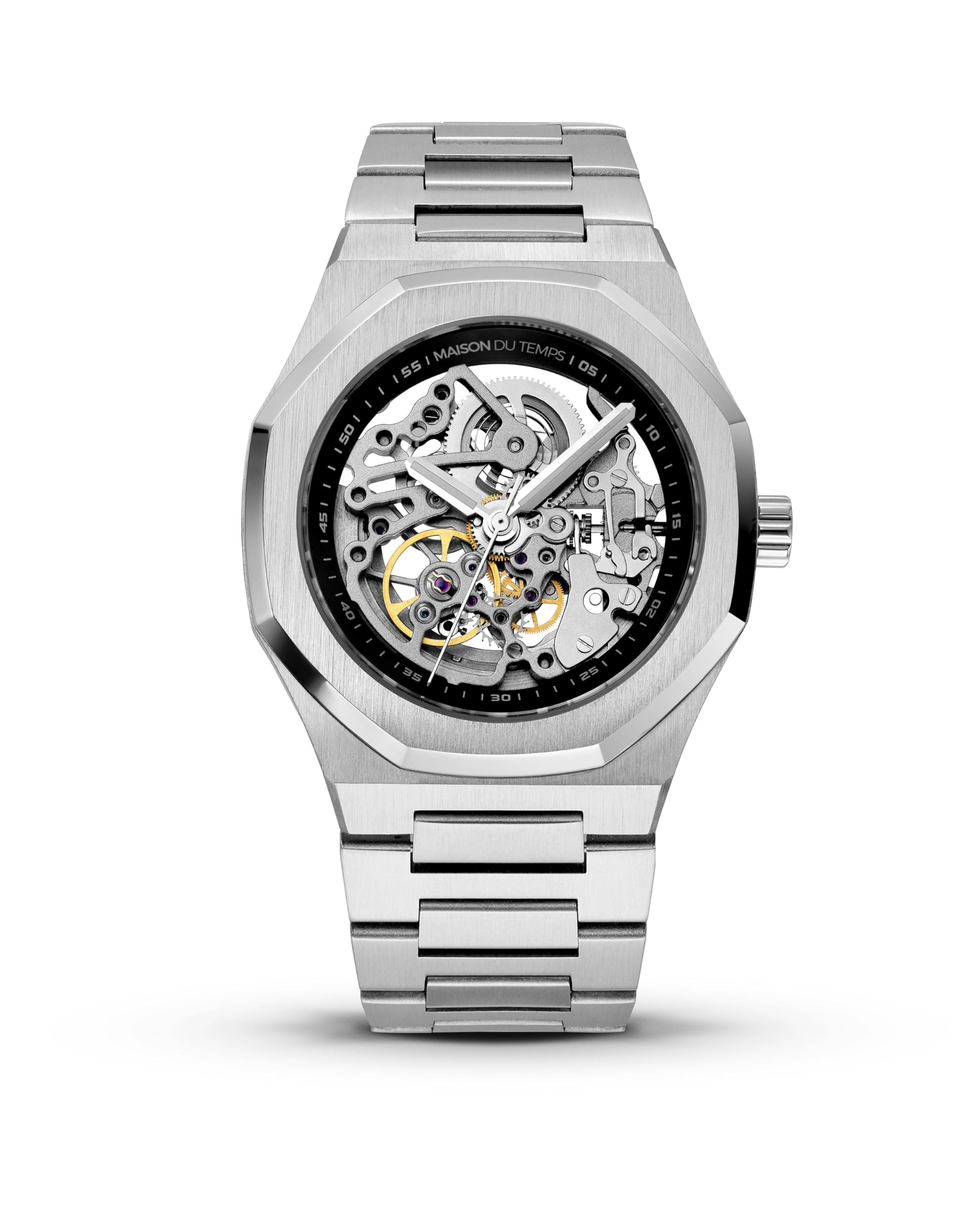 Montre Homme Squelette Automatique Seagull Bracelet Acier ou Silicone - Boîtier Acier 42 mm - Etanche 100m - Modèle MTBeta Skeleton