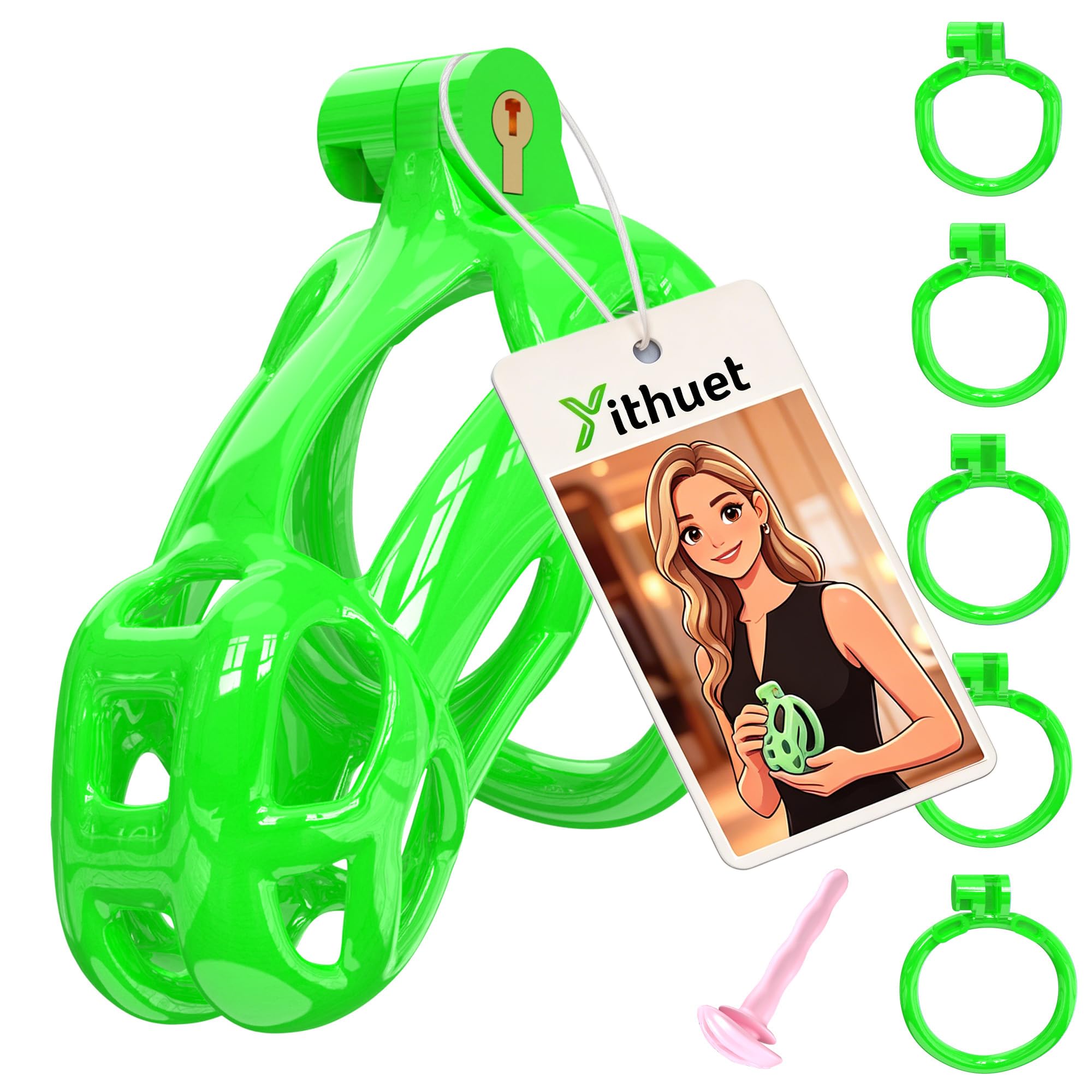 Green Cobra Chastity Device Yithuet 3D Printed Cock Cage Discreet Packaging M Green