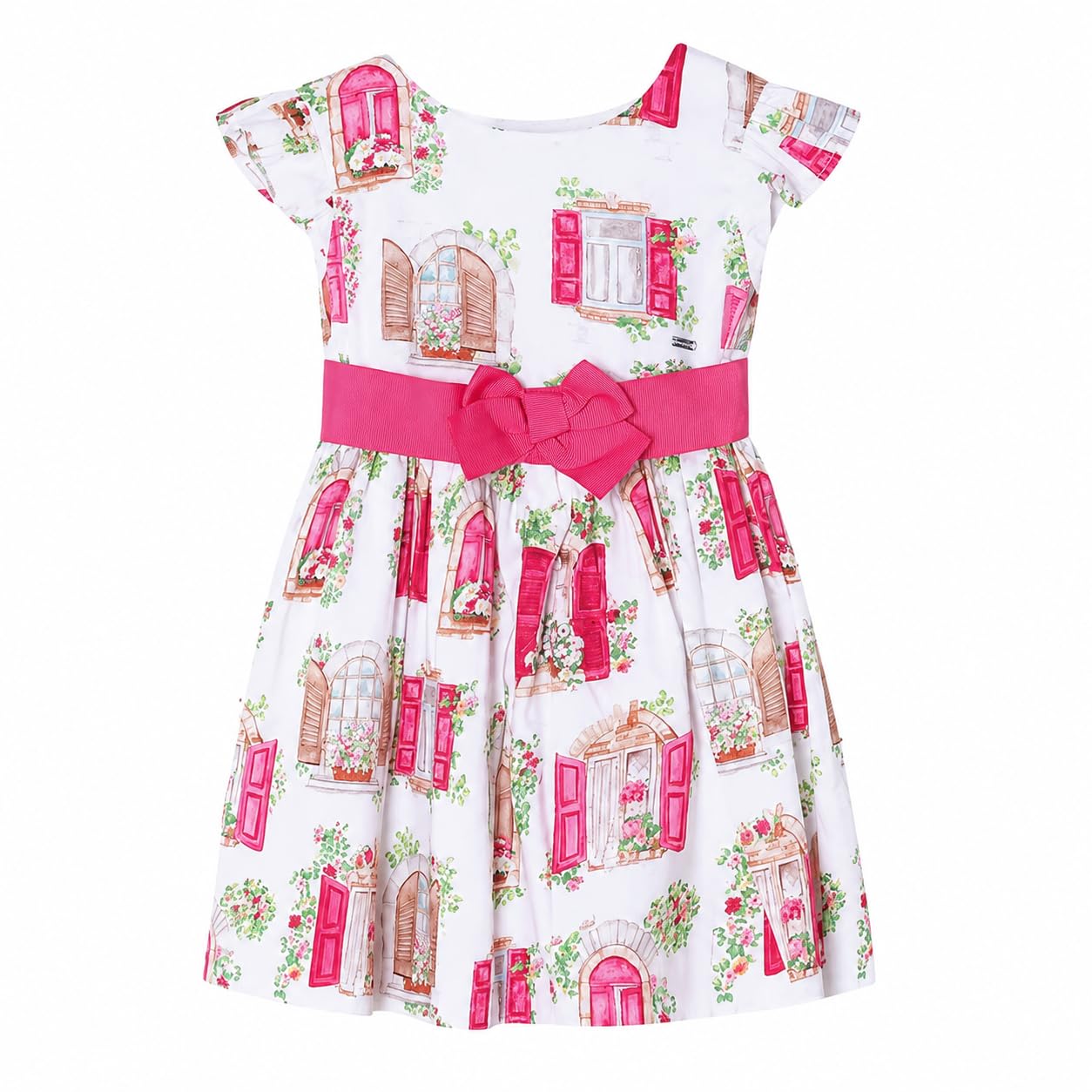 Generico Mayoral Vestito Bambina in Cotone con Stampa e Fiocco Decorativo, 3940