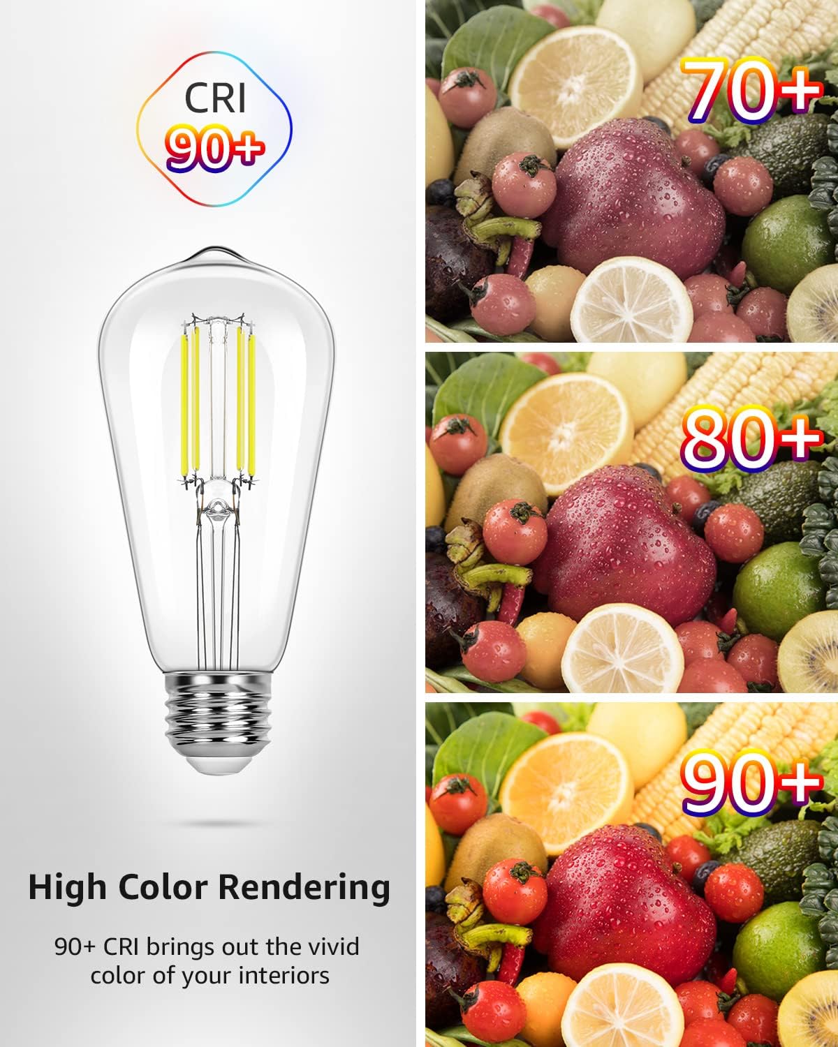 Lepro Edison Dimmable LED Light Bulbs 60 Watt Equivalent, 4000K Netural White E26 Edison Bulbs, Filament Vintage Bulb Clear Glass, Medium Base, Daylight White ST19 Vintage, 6 Packs