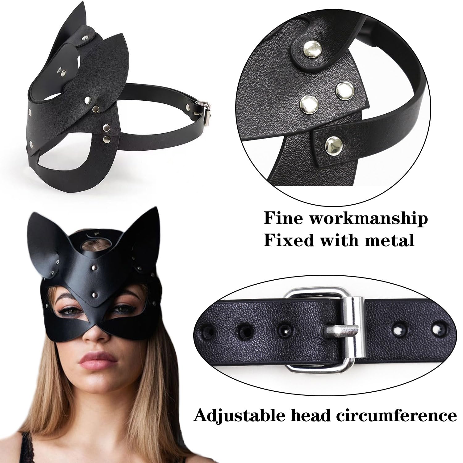 Catwoman maska dla kobiet, maska z kotem na pół twarzy, skóra kota, czarna skóra kota, maska Cosplay na Halloween, maskaradę, karnawał